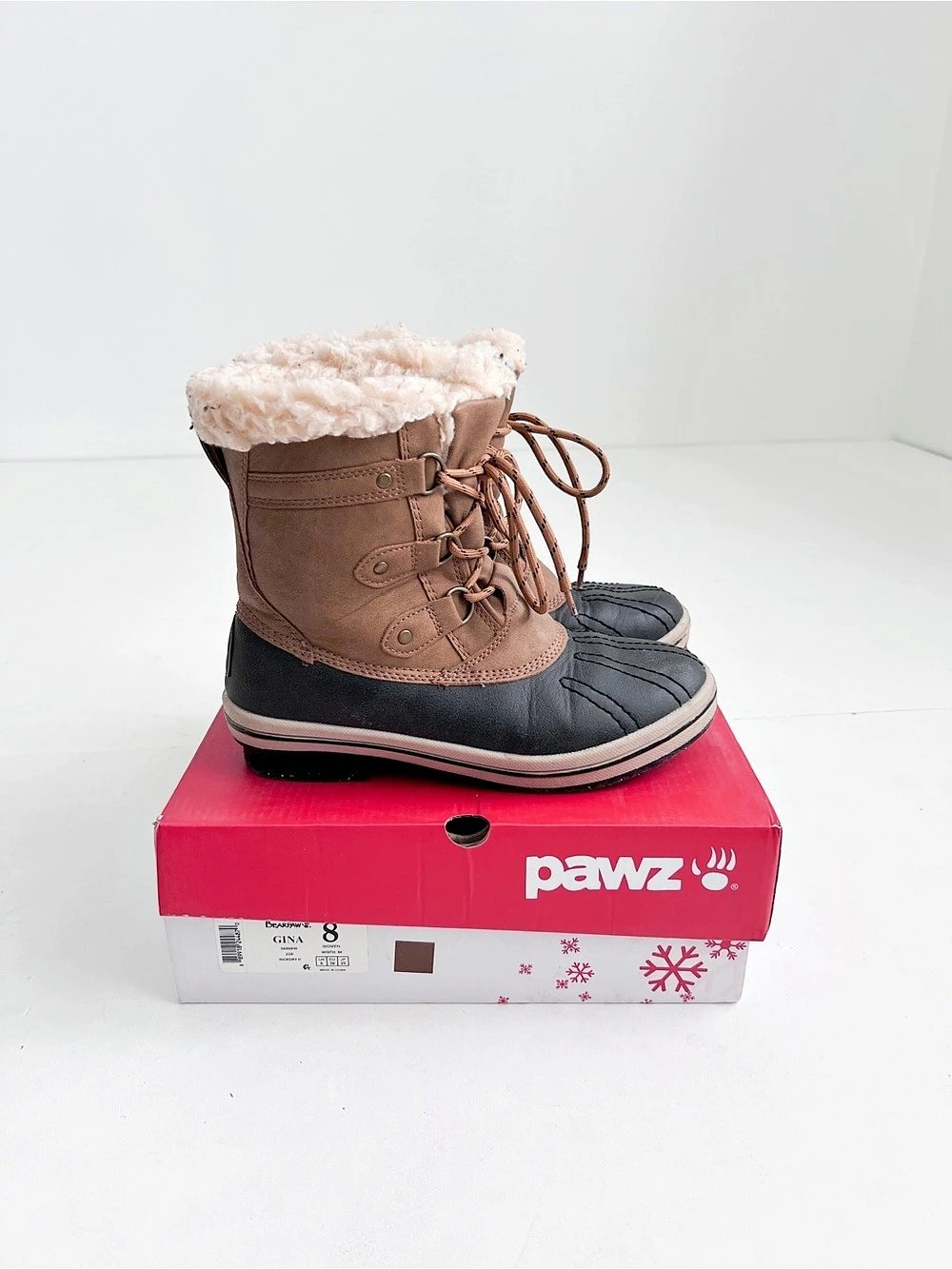 Pawz Winter Boots Brown & Black Size 8